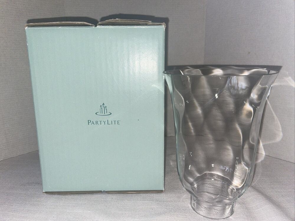 PartyLite Lexington Hurricane Glass Lamp Shade Rare Retired P16E/P7927G Romania